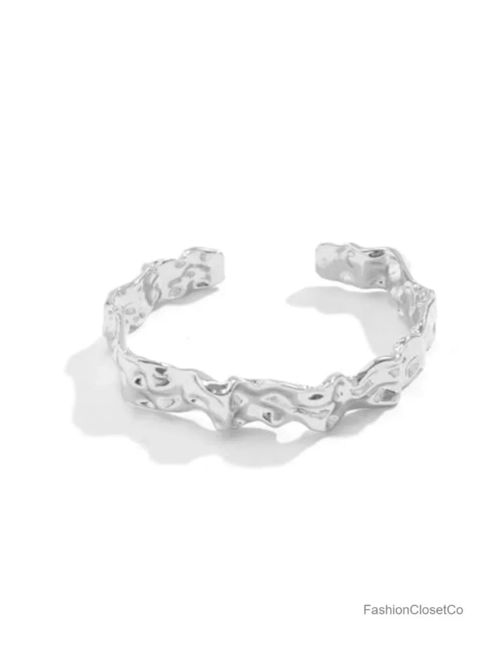 12mm Chunky Cuff Bracelet Alloy Hammered Adjustable Bangle Punk